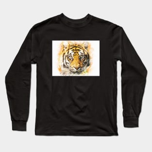 Tiger Animal Feline Wild Life Jungle Nature Freedom Travel Africa Digital Painting Long Sleeve T-Shirt